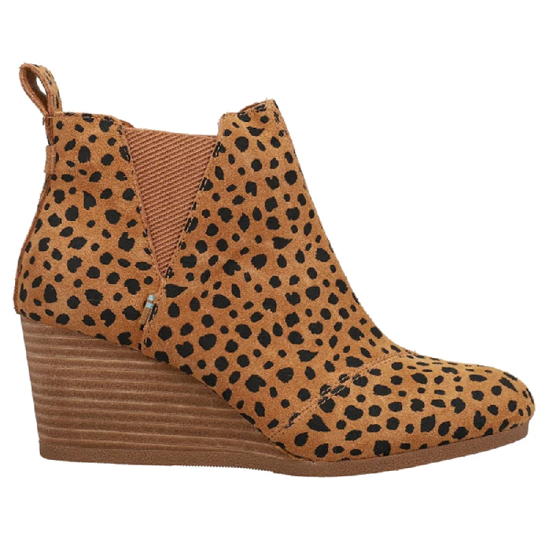 women's breathable knit sneakers-Kelsey Leopard Pull On Wedge Booties