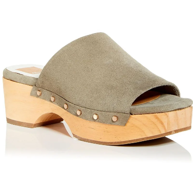 women's padded summer flats-Dolce Vita Womens Dorado Suede Studded Wedge Sandals