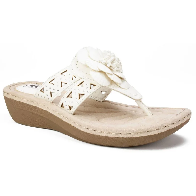 women's mist suede sneakers-Cliffs by White Mountain Womens Cynthia  Dressy Floral Design Thong Sandals