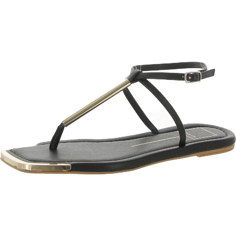 women's firm trail sandals-Dolce Vita Womens Faux Leather Adjustable Thong Sandals