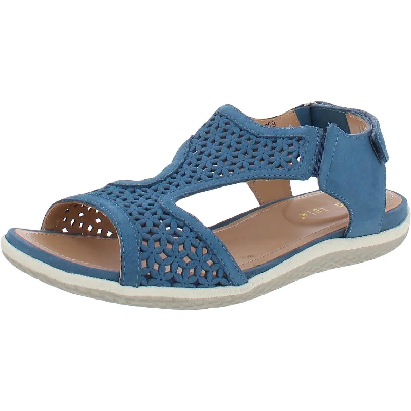 women's jet satin sandals-David Tate Womens Lazer Nubuck T-Strap Sport Sandals