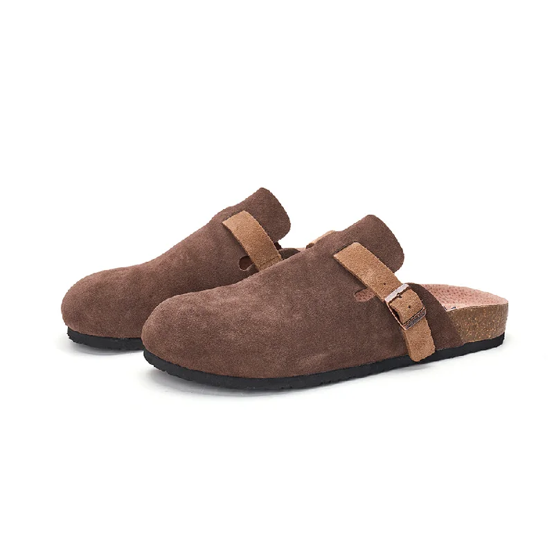 women's thermal athletic sandals-Women’s and Men's Slip-On Cow Suede Couple Mule Birken Slippers Shoes-77196W/M