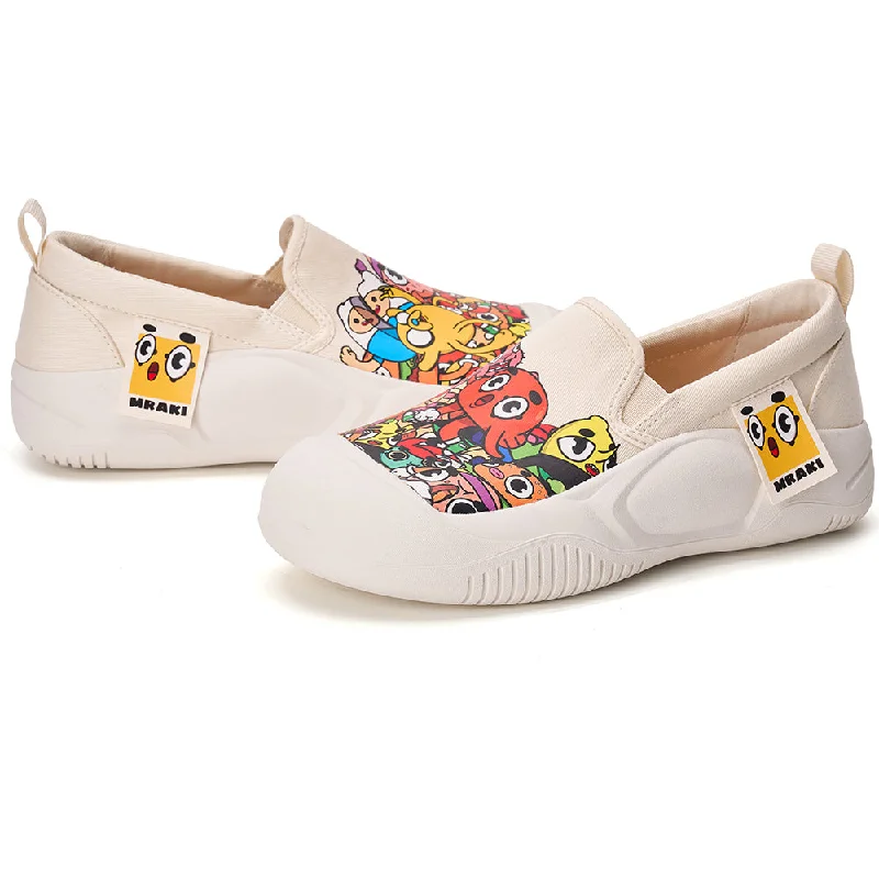 women's plush athletic sandals-Women’s Slip-on Twill Printed Platform Loafers-65770W