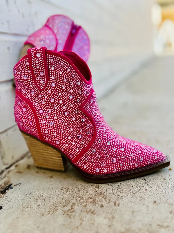 women's dazzling wedge sandals-Leg Up Pink Booties