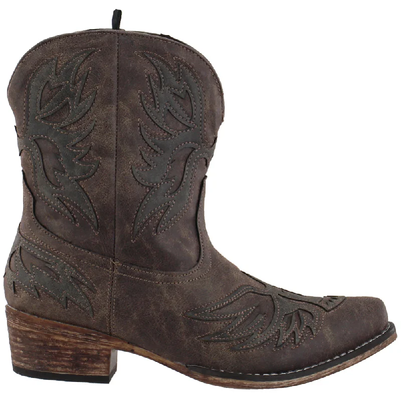 women's race-ready sneakers-Amelia Tooled Inlay Snip Toe Cowboy Booties