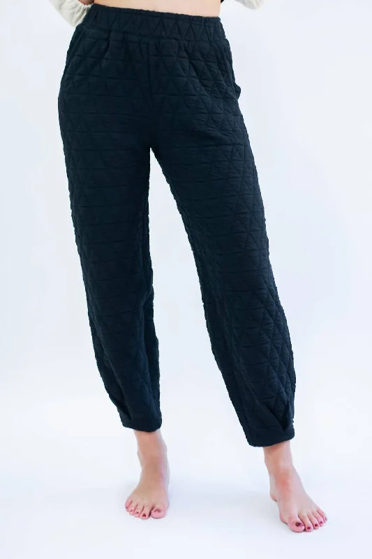 women’s skinny chinos-Comfort Days Quilted Joggers In Black