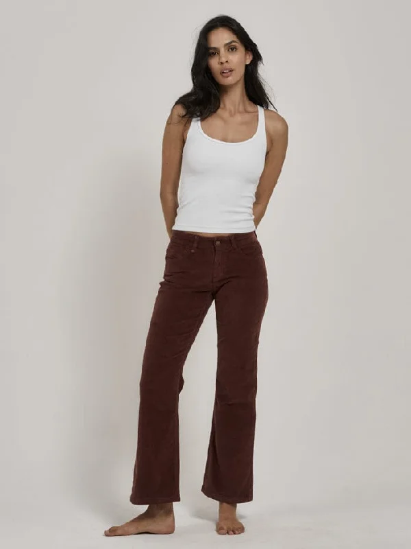 women’s boat-neck pullovers-Alyssa Cord Pant - Ruby Wine