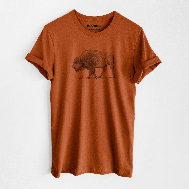 ladies stylish jumpsuits-American Bison / Buffalo - Bison bison - Lightweight 100% Cotton Unisex Crewneck