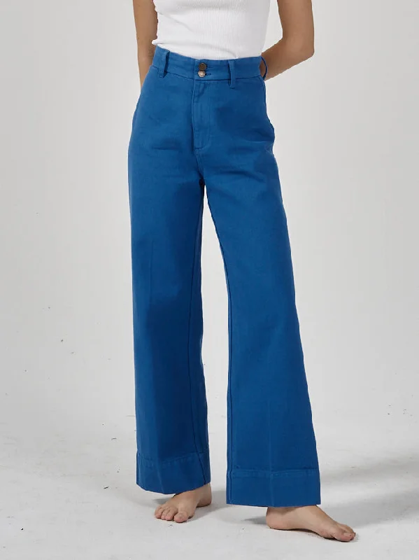 ladies jacquard bombers-Belle Full Length Chino - Lapis Blue