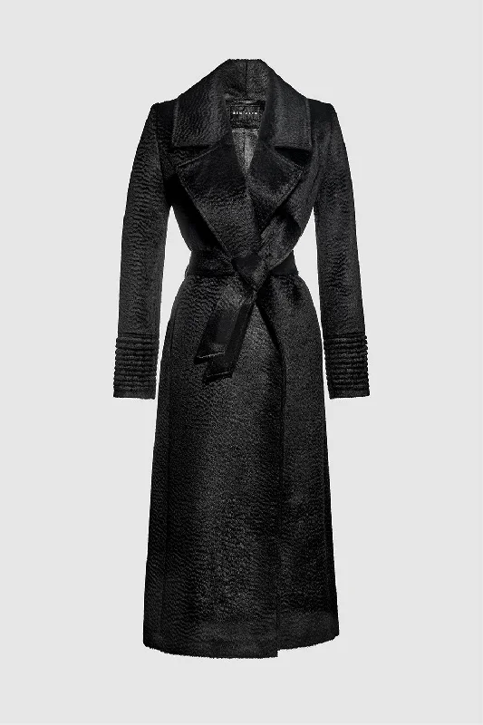 women’s draped pullovers-Suri Alpaca Long Notched Collar Wrap Coat