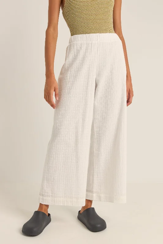 female denim tiered minis-Barefoot Wide Leg Beach Pant White