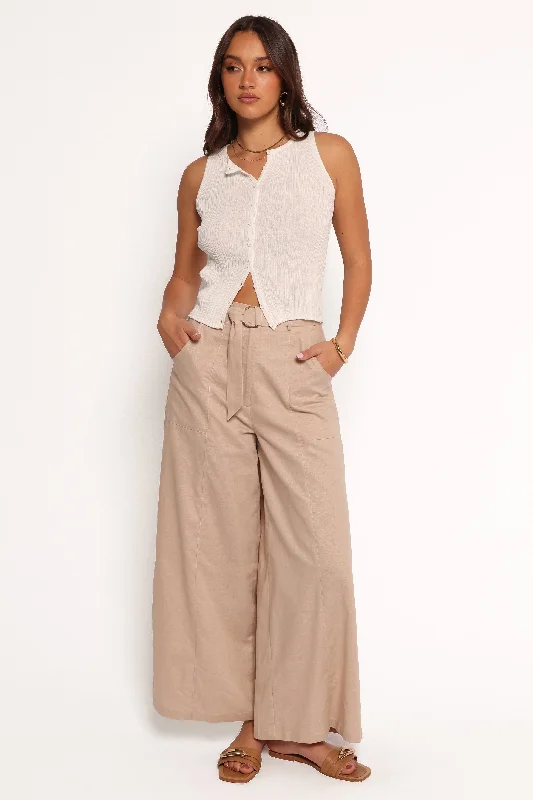 women’s fuzzy pullovers-Sadie Wide Leg Pant - Oatmeal