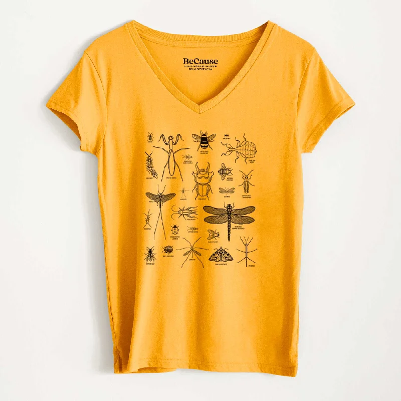 women’s soft pullovers-Chart of Arthropods/Insects - Women's 100% Recycled V-neck