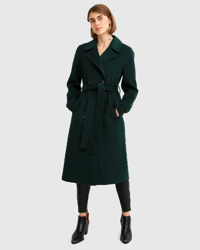 ladies farewell gowns-Front Runner Belted Coat - Dark Green