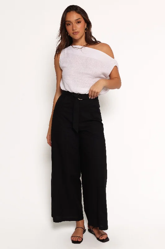 ladies braided heels-Sadie Wide Leg Pant - Black