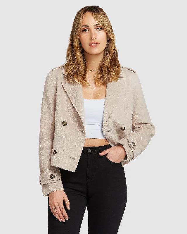 women’s aerobics tops-Better Off Military Peacoat - Sand