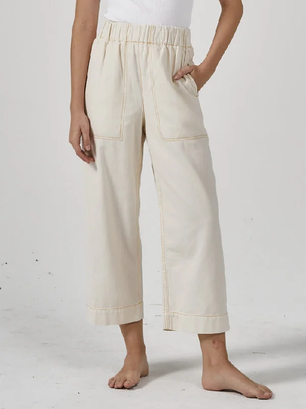 ladies satin jackets-Ease Utility Pant - Heritage White / Citrus