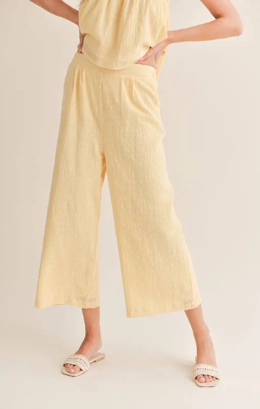 female pleated maxi dresses-Sadie And Sage Bird Song Wide Leg Cropped Pant