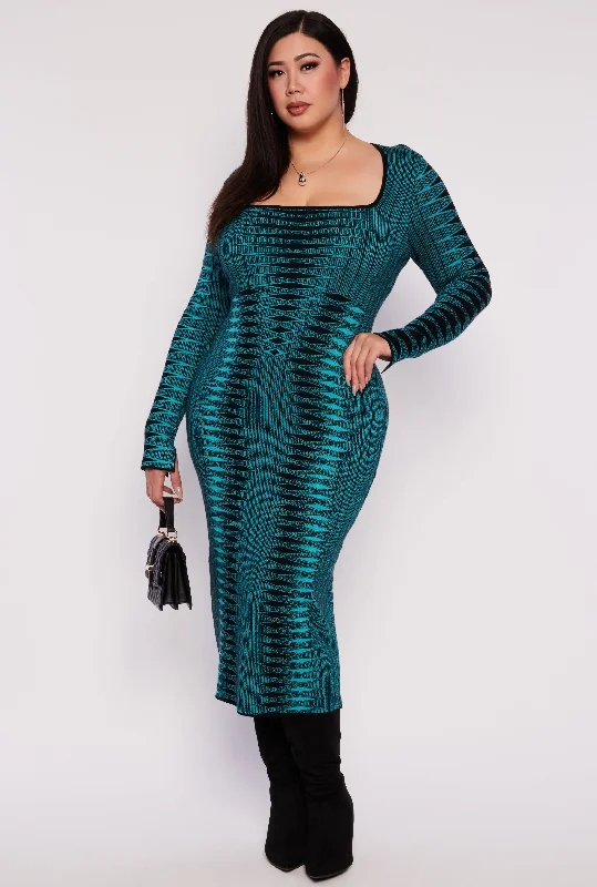 ladies farewell dresses-Plus Size Almost Famous Geometric Print Dress