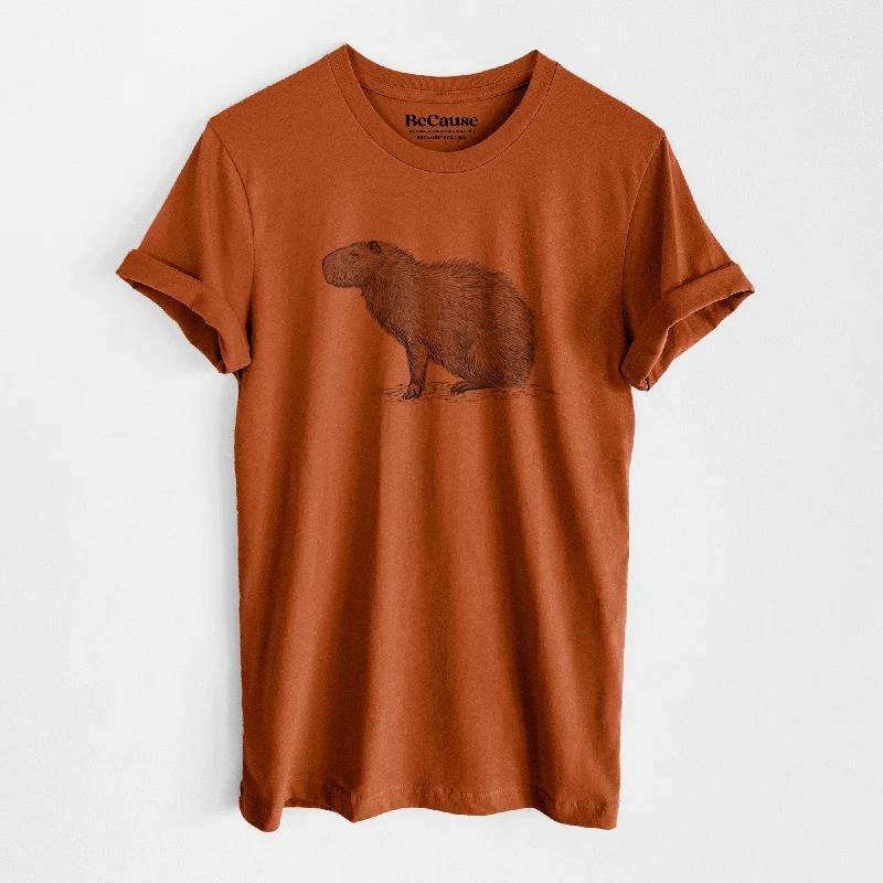 women’s sandblast denim-Capybara Profile - Hydrochoerus hydrochaeris - Lightweight 100% Cotton Unisex Crewneck