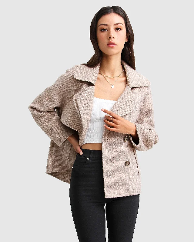 women’s fuzzy pullovers-I'm Yours Wool Blend Peacoat - Beige