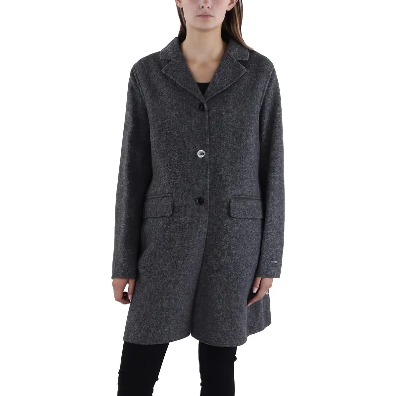 ladies shirred tanks-Tahari Womens Wool Blend Heathered Wool Coat