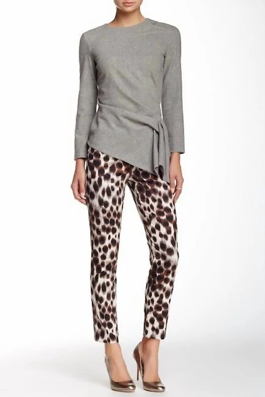 female flannel bombers-Pansy Animal Print Straight Leg Trousers In Multicolor