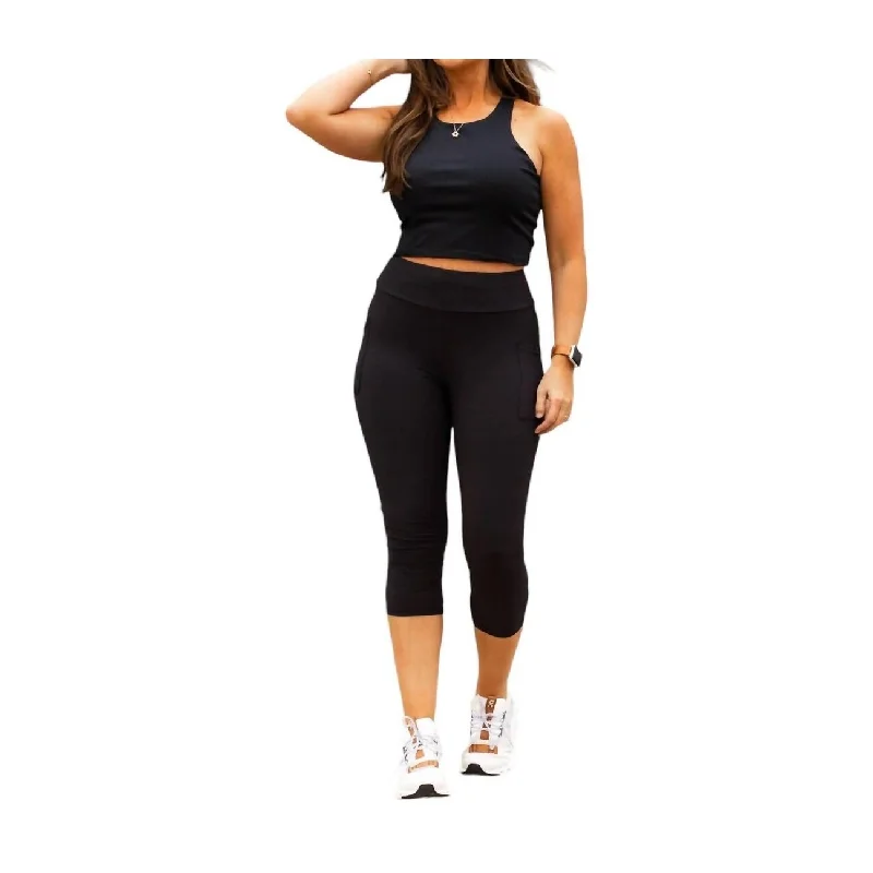 ladies chic outfits-Julia Rose - Capri Leggings With Pockets