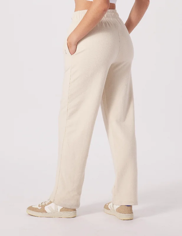 ladies raffia sandals-Straight Leg Sweatpant: Oatmilk