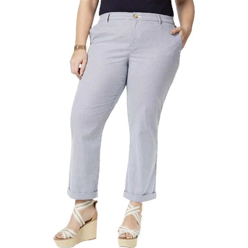 women’s tapered chinos-Plus Hampton Womens Slim Fit Striped Chino Pants