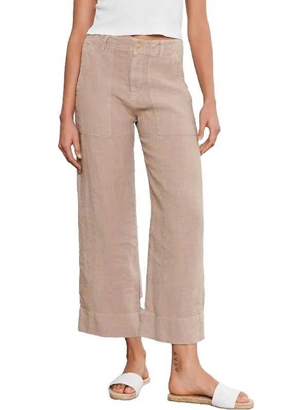 women’s seersucker dresses-Dru Heavy Linen Pant In Autumn