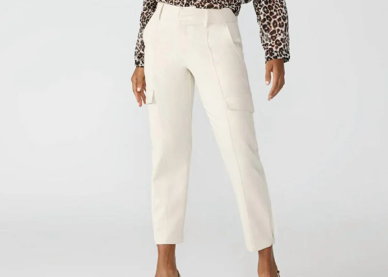 women’s textured pullovers-Polished Standard Rise Cargo Pant In Toasted Marshmallow