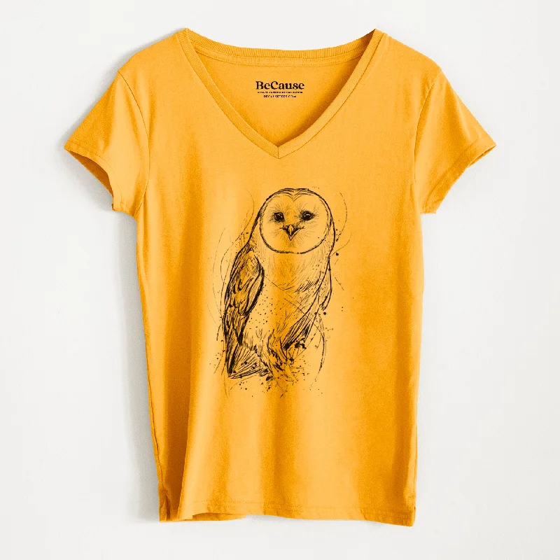 women’s ikat dresses-Barn Owl - Tyto alba - Women's 100% Recycled V-neck