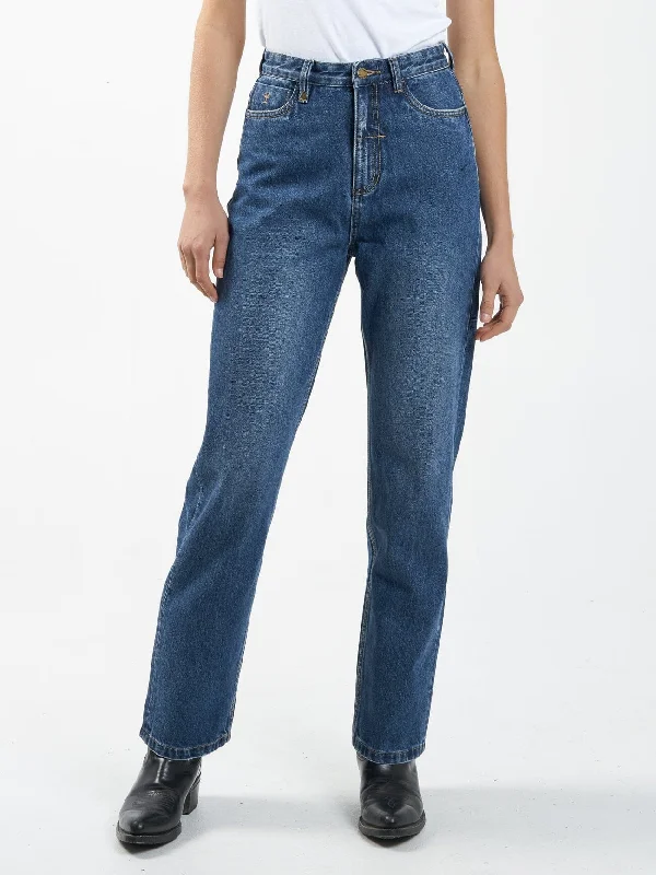 female jacquard-trim tops-Pulp Jean - Roadhouse Blue