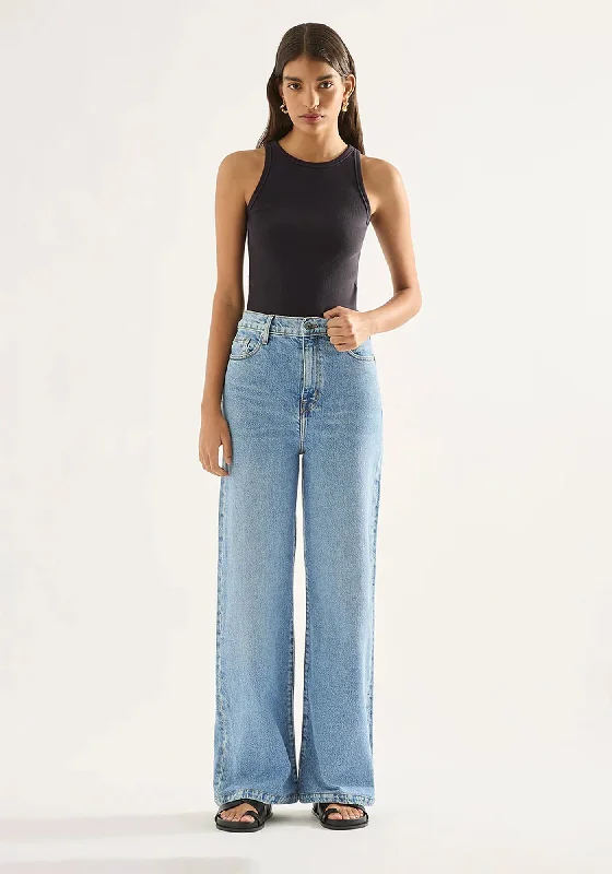 female jacquard-trim tops-Ellie High Rise Wide Leg Jean