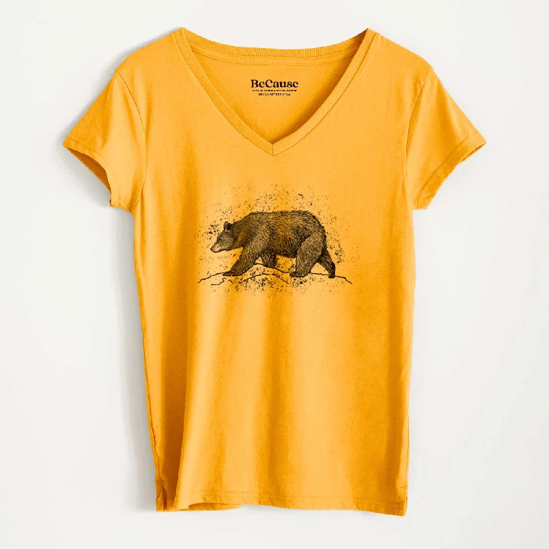 women’s ruffle camis-Black Bear - Women's 100% Recycled V-neck