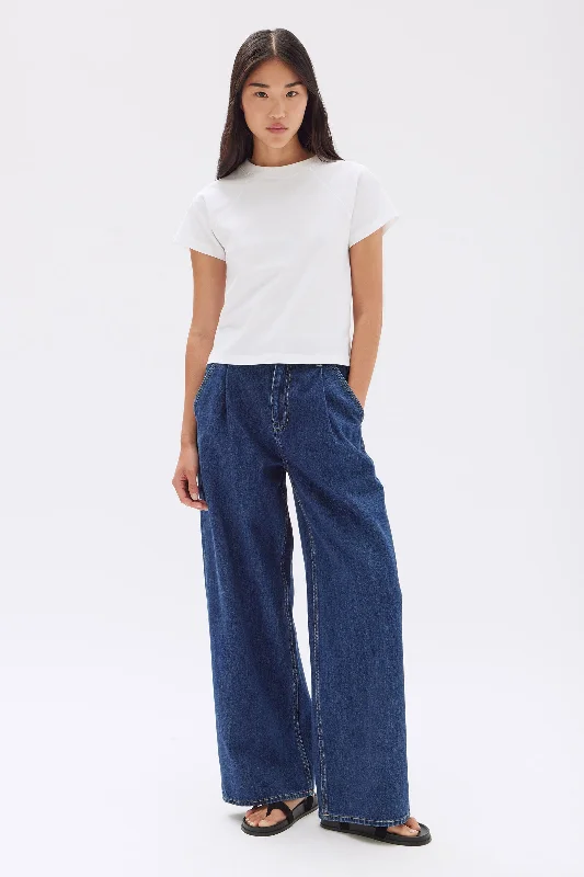 women’s ribbed pullovers-Slack Pleat Wide Leg Jean