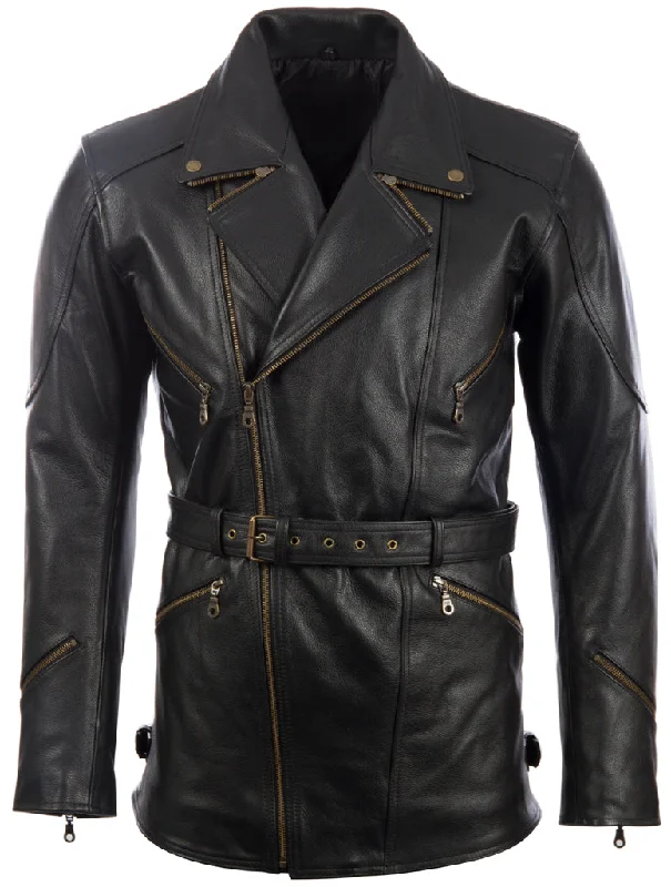 ladies gabardine bombers-PT9R Men's Armour Motorbike Belt Coat - Black