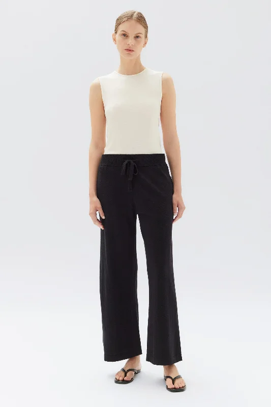 ladies gabardine vests-Cotton Cashmere Wide Leg Pant