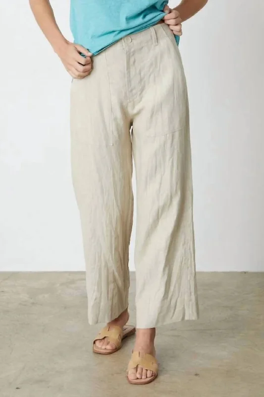 female lakeside wraps-Dru Heavy Linen Pant In Bisque