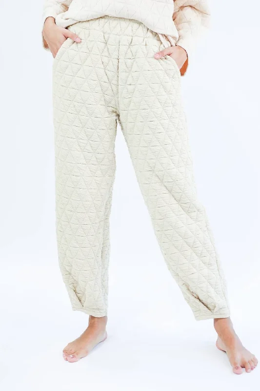 ladies braided flats-Comfort Days Quilted Joggers In Cream