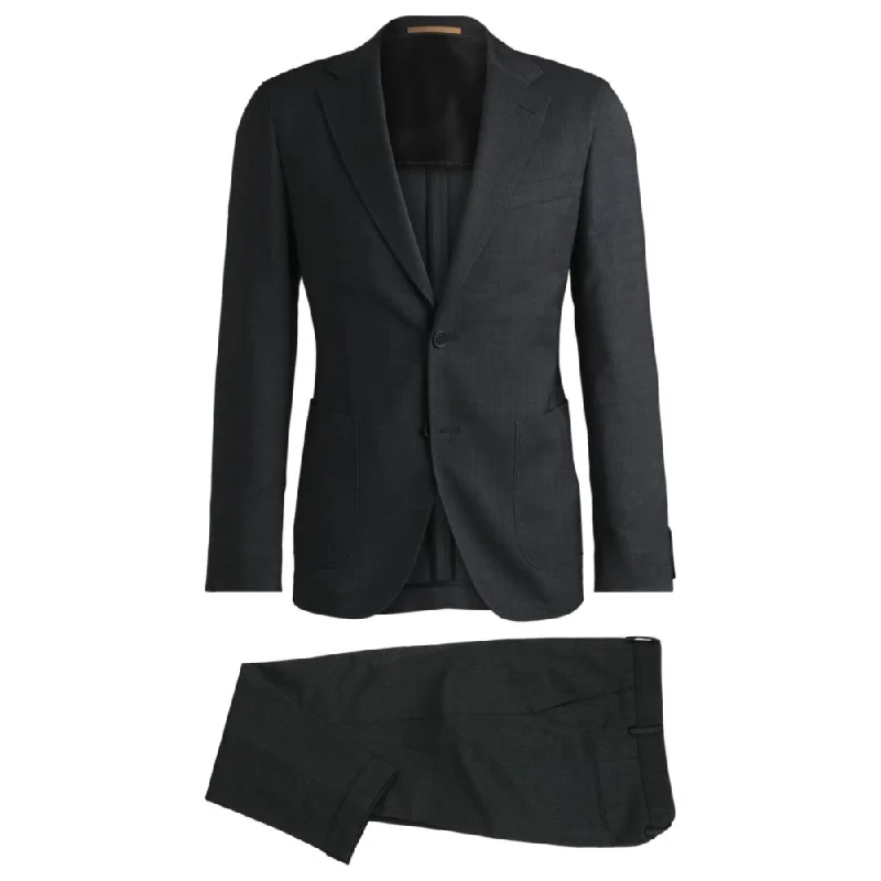 ladies satin vests-Slim-fit suit in striped wool