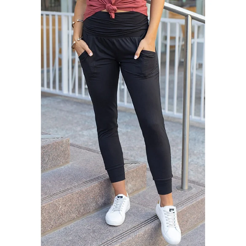 women’s cashmere bombers-Brianna High Waist Pleated Pocket Leggings