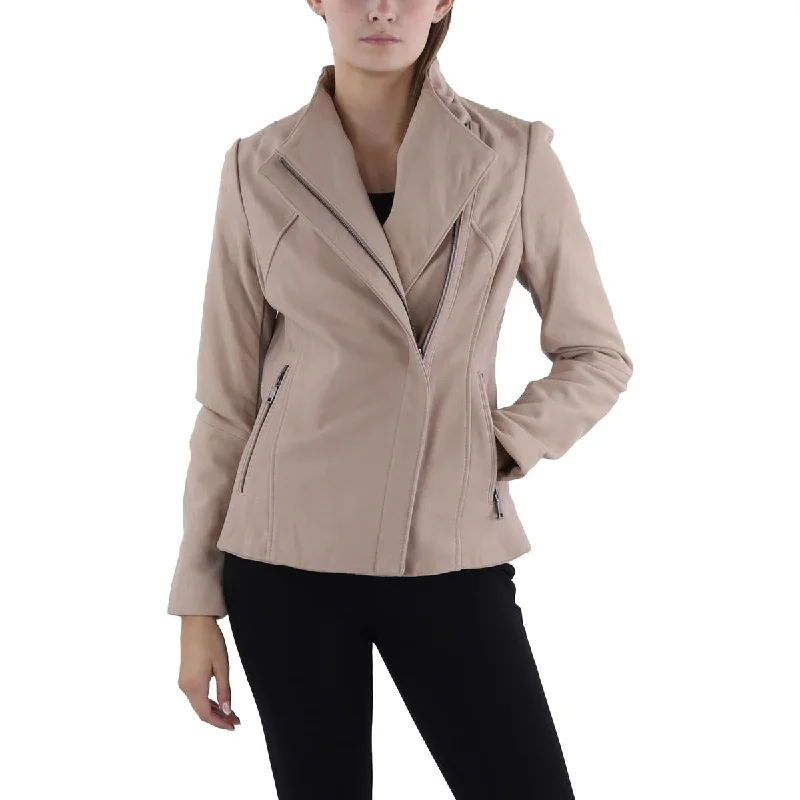 female lakeside wraps-Tahari Womens Leather Long Sleeve Leather Jacket