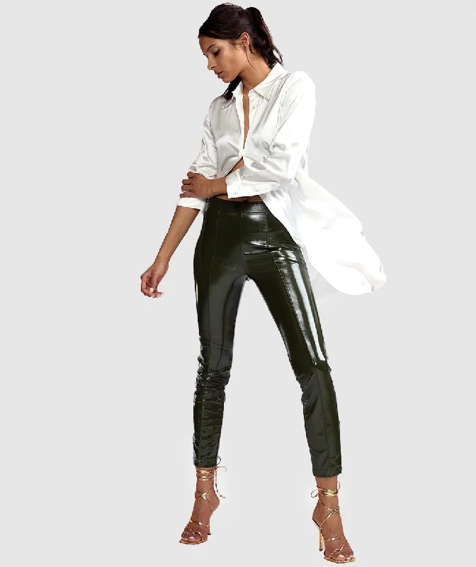 ladies velvet vests-Vegan Leather Pant