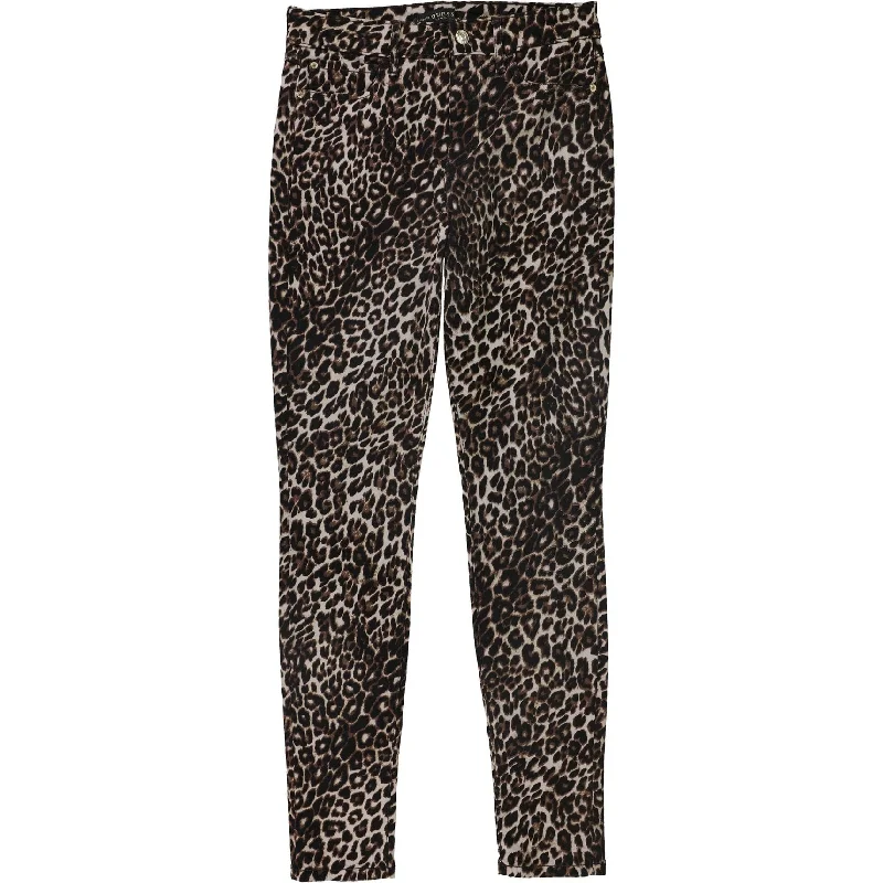 women’s enzyme-wash denim-Guess Womens Leopard Skinny Fit Jeans