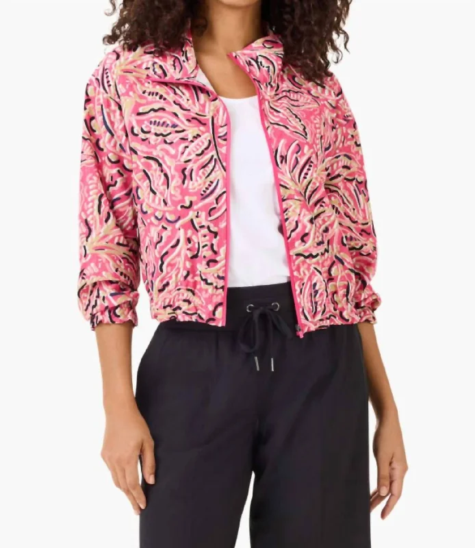 ladies cotillion dresses-Active Tech Stretch Shadow Floral Jacket In Pink Multi