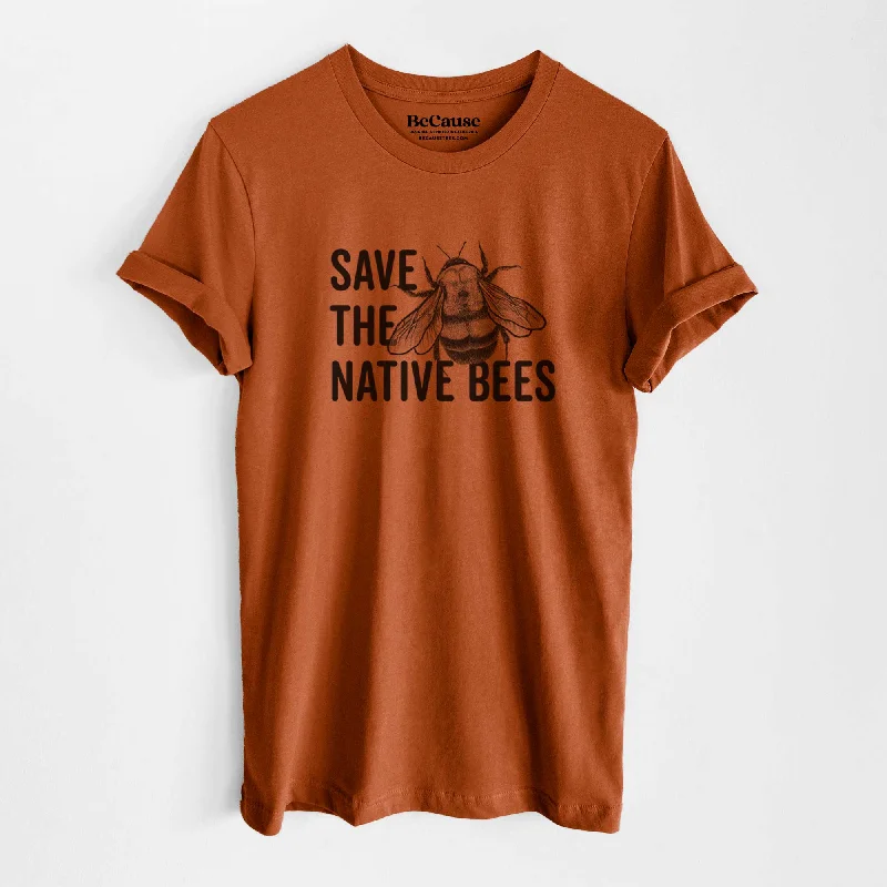 women’s aerobics blouses-Save the Native Bees - Lightweight 100% Cotton Unisex Crewneck