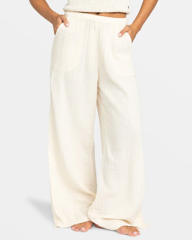 ladies raffia flats-What A Vibe Wide Leg Pants - Parchment