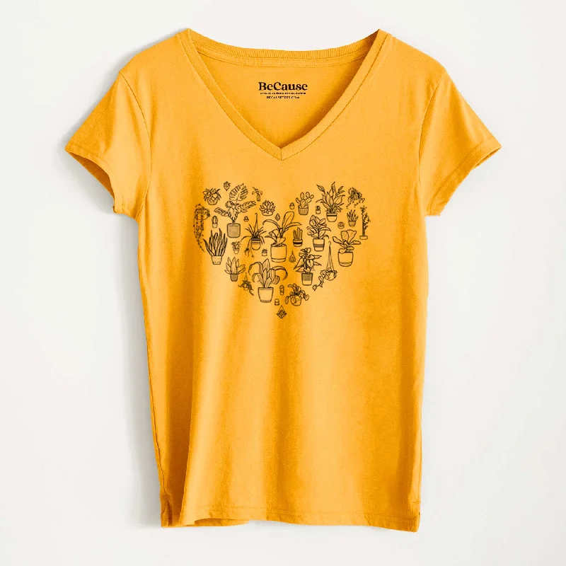 women’s ribbed pullovers-Heart Full of House Plants - Women's 100% Recycled V-neck